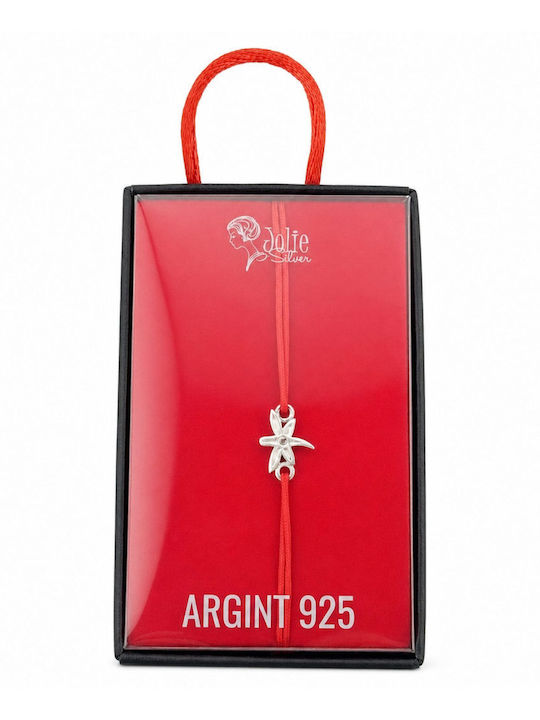 Brățară Femei Argint 925 Jolie Libelulă Model Șnur Roșu Pandantiv Argintiu 0.57 Gr Argintiu