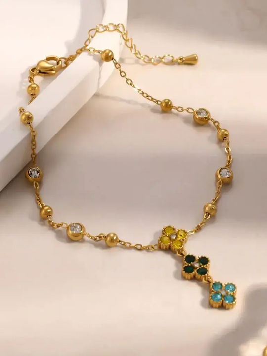 Multicolored Flower Ankle Bracelet