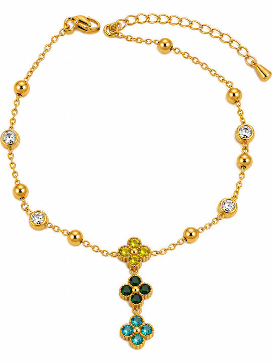 Multicolored Flower Ankle Bracelet