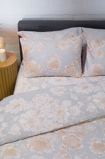 Viokarpet Duvet Cover Set 225x245cm Double With 2 Pillowcases Diamond 253 Pearl Sky