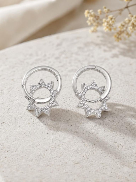 Jolie Silver Earrings with Beige Stones