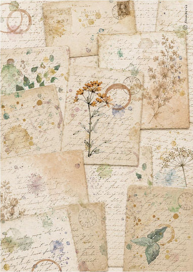 Set of 6 Decoupage Rice Papers Stamperia 21x29cm A4 Flowers Poems