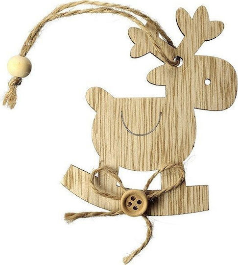 Set Ornamente Reni Din Lemn Bej 6.3x8.5cm 2 Bucăți