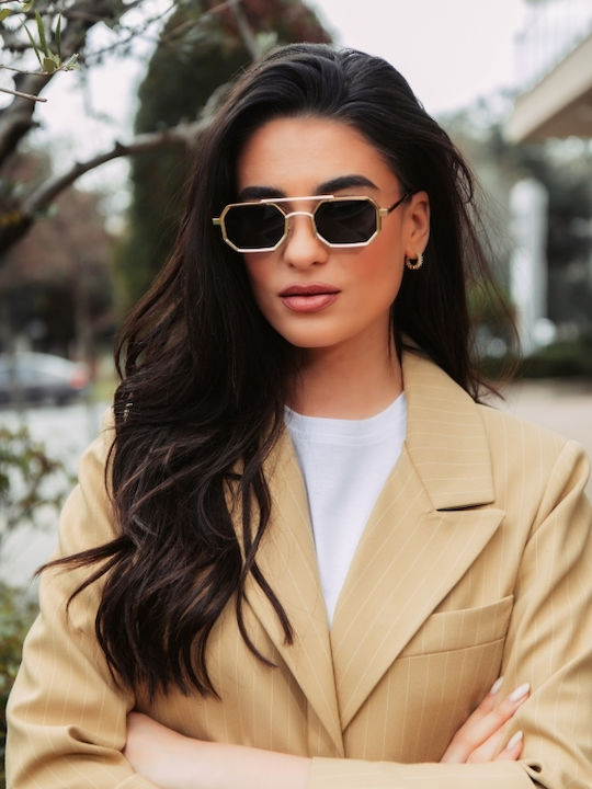 Leegio Damenteil Sonnenbrille mit Schwarzem Rahmen und Blauen Gläsern Leegio Damenteil Sonnenbrille mit Schwarzem Rahmen und Blauen Gläsern