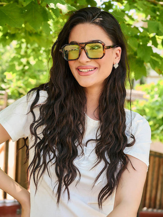Leegio Damenteil Sonnenbrille mit Schwarzem Schildkrötenrahmen und Blauen Gläsern
