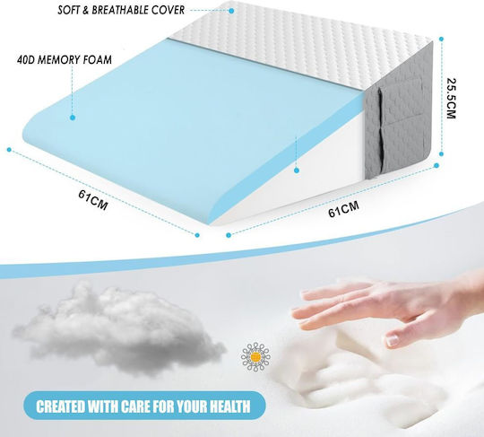 Възглавница Клин за Врат Memory Foam 61x61x25.5cm Бяла