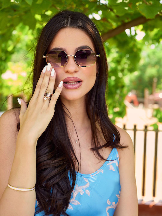 Leegio Damenträger Sonnenbrille mit Gold Metallrahmen und Braunen Verlaufsfarbe Gläser