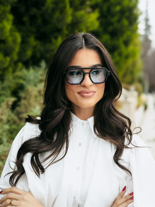 Leegio Ochelari De Soare Pentru Femei Cu Culoare Full Face Neagră Și Culoare Albastră Leegio Ochelari De Soare Pentru Femei Cu Culoare Full Face Neagră Și Culoare Albastră