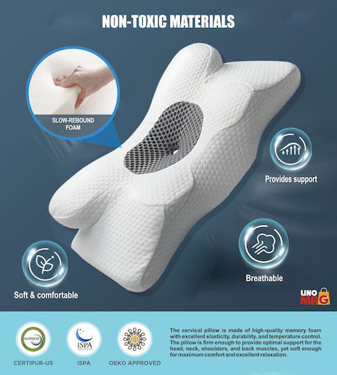 Медицинска Възглавница За Врат Memory Foam 34x60x13cm Бяла