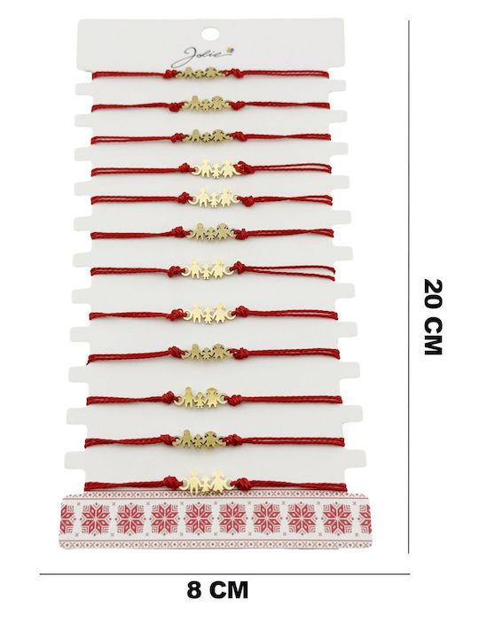 Martisor Bracelet Women Jolie Family Design Set 12 Pieces Gold Stainless Steel Pendant Adjustable Braided Red Cord Martisor Bracelet Women Jolie Family Design Set 12 Pieces Gold Stainless Steel Pendant Adjustable Braided Red Cord