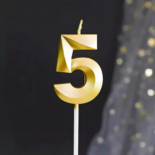Number 5 Candle Flippy Diamond Model 5 X 3.4 Cm Gold