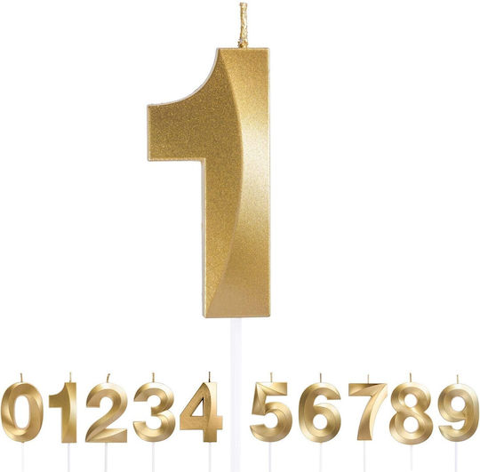 Lumânare Numărul 1 Model Diamant Flippy 5 X 3,4 Cm Auriu