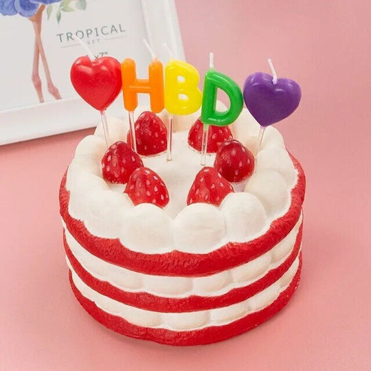 Set 5 Lumanări De Ziua De Naștere Flippy Model Inimă Litere Hbd 1.8 X 2.7 Cm Ceară Multicoloră