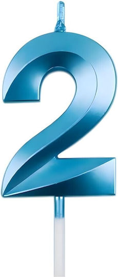 Number 2 Candle Flippy Diamond Model 5 X 3.4 Cm Blue