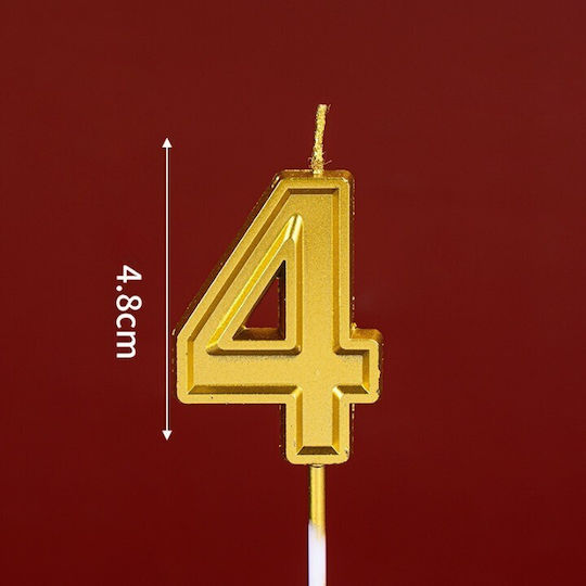 Număr 4 Lumanare De Ziua De Naștere Pentru Tort Flippy 4.8 Cm Aurie