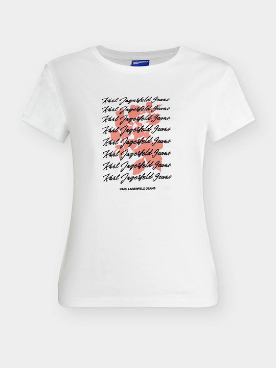 Karl Lagerfeld Karl Damen T-Shirt Blumen Weiß