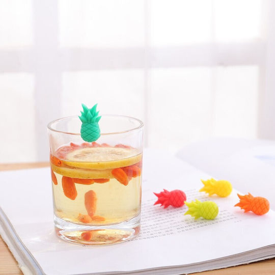 Set 6 Gläser Zubehör Flippy Partys Cocktails Silikon Ananas Design Mehrfarbig