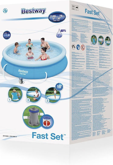 Bestway Fast Set Rundes Schwimmbecken 5377l Aufblasbar Blau
