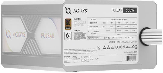Aqirys 650W Alb Sursă de Alimentare Complet Cu Fir 80 Plus Bronze (AQRYS_PULSARWH650W)