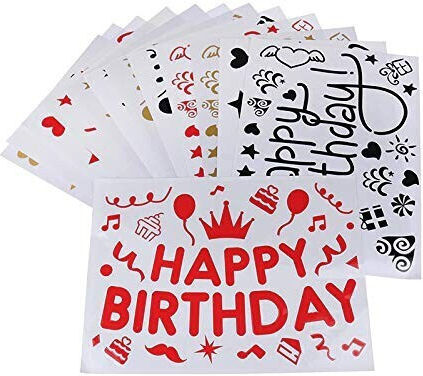 Sticker Balloons Flippy Birthday Theme Happy Birthday Design 29x21 Cm Red