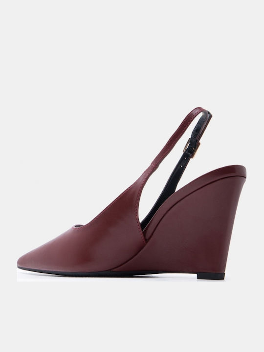 Spitze Zehe Pumps mit Burgundischem Absatzhöhe