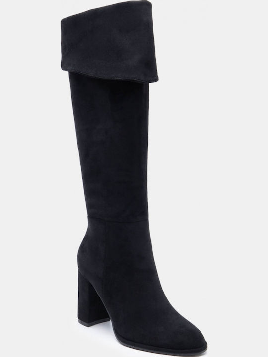 Wildleder Damenstiefel Über dem Knie Schwarze