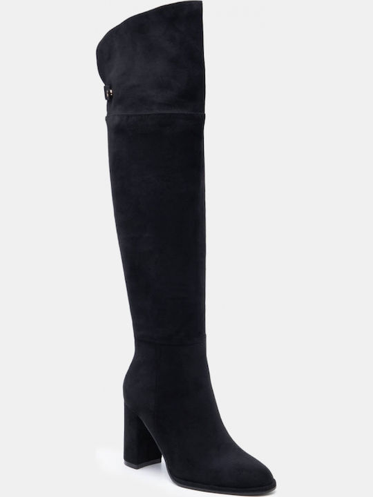 Wildleder Damenstiefel Über dem Knie Schwarze