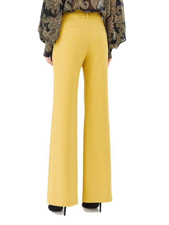 Access Women's High Rise Fabric Trousers in Straight Leg Style Yellow