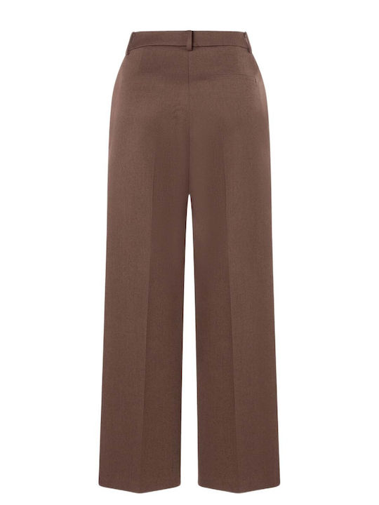 Damen Hochgeschnittenes Stoffhose in Gerader Bein Stil Braun