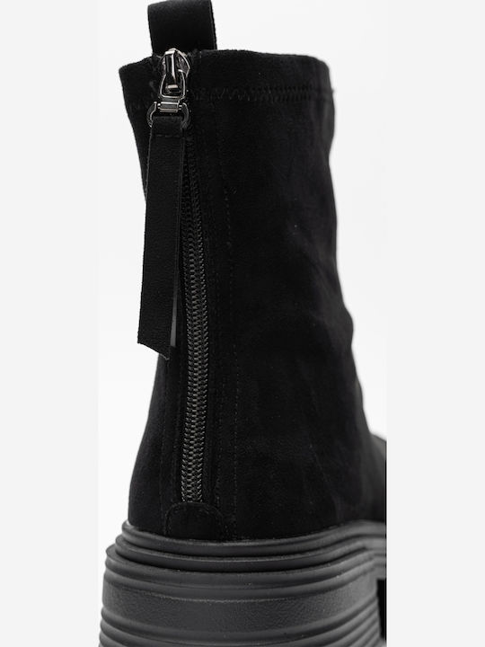 Wildleder Stiefeletten Damen Schwarz