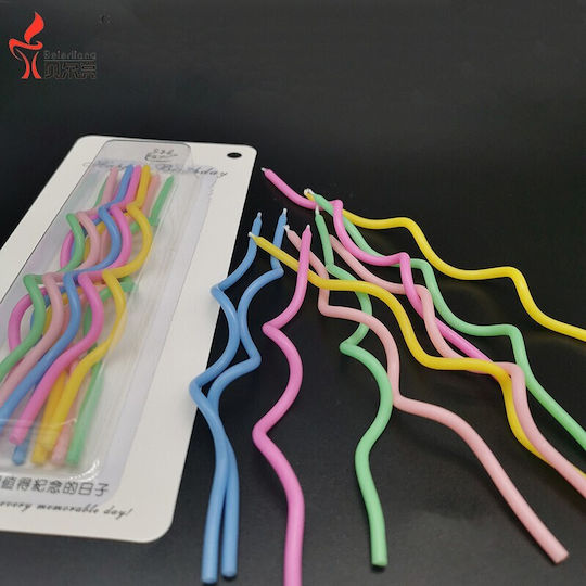 Set 10 Lumanări De Ziua De Naștere Flippy Design Spiral 17 X 0.34 Cm Ceară Multicoloră