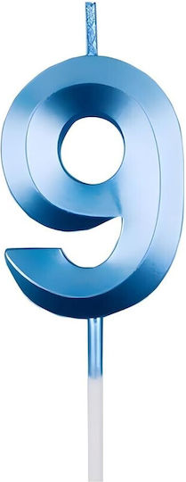 Number 9 Candle Flippy Diamond Model 5 X 3.4 Cm Blue
