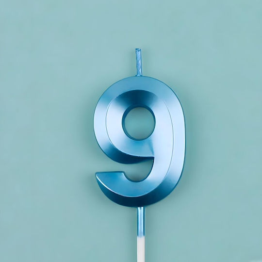 Number 9 Candle Flippy Diamond Model 5 X 3.4 Cm Blue