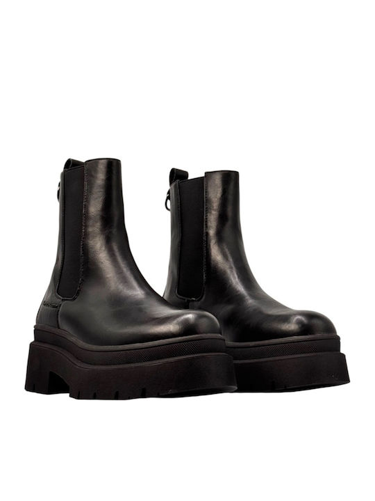 Women's Combat Boots with Mid Heel Black