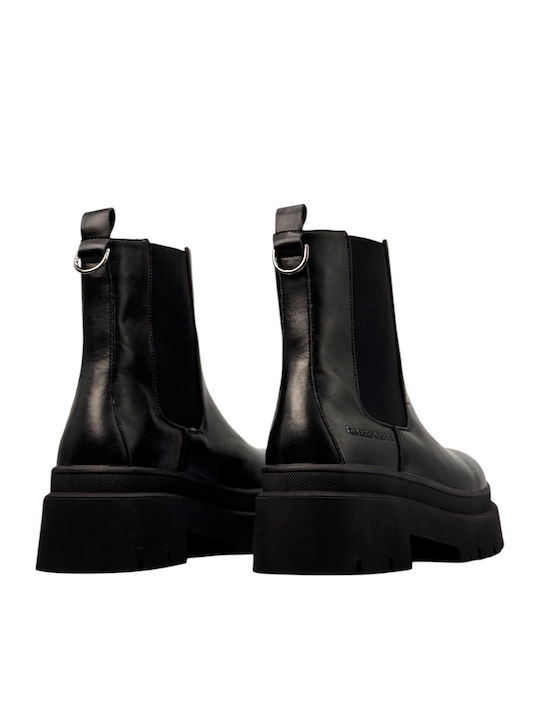 Women's Combat Boots with Mid Heel Black