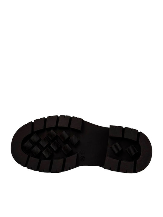 Women's Combat Boots with Mid Heel Black