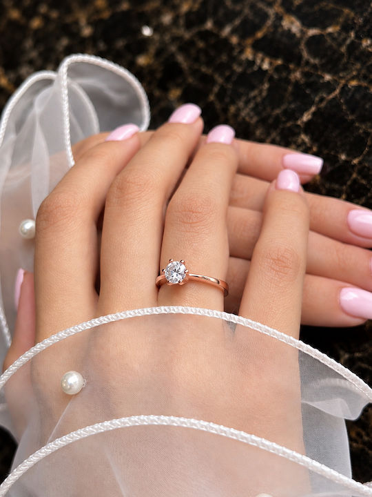 Xryseio Einzelner Steine Ring aus Roségold 14K mit Zirkon