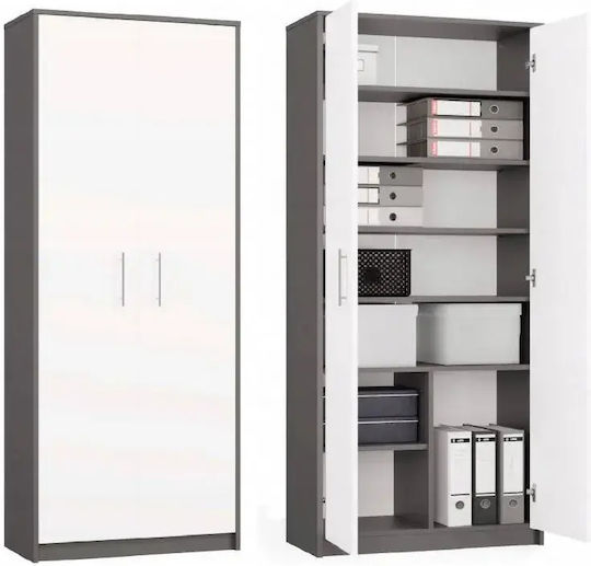 Βιβλιοθήκη Anthracite White 74x35x180εκ.