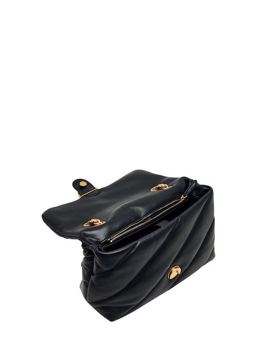 Love Puff Classic Leather Women's Flap Bag Black