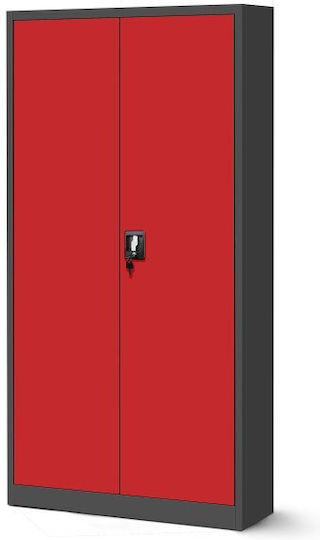 Jan Nowak Metallischer Arbeitstisch Darek 920 X 1850 X 500 Mm Anthrazit-Rot