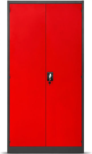 Jan Nowak Metallischer Arbeitstisch Szymon 920 X 1850 X 500 Mm Anthrazit-Rot
