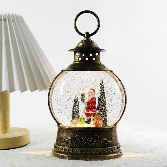 Decoratiune Iluminată Lanternă de Crăciun cu Moș Crăciun pe Baterii 13x8x21cm
