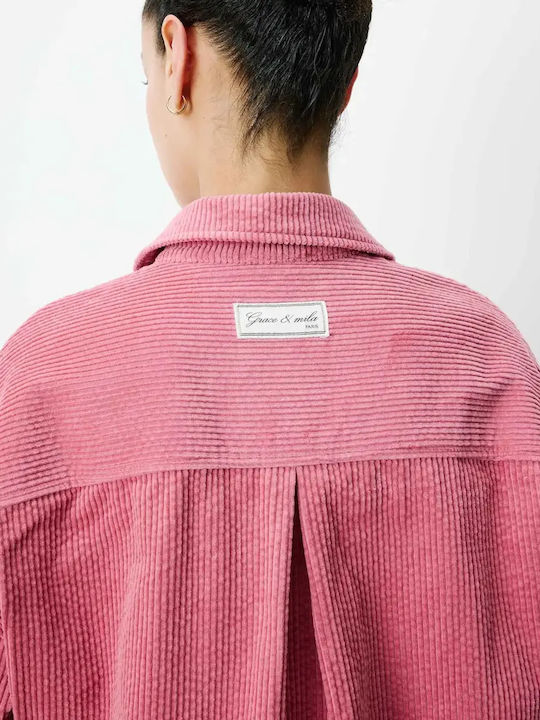 Langärmeliges Damenhemden Cord Blush