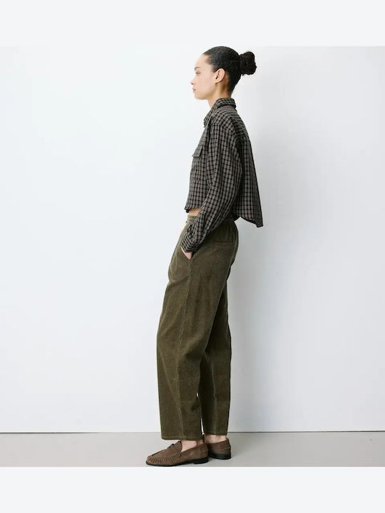 Long Sleeve Women's Cotton Shirt Black Checked