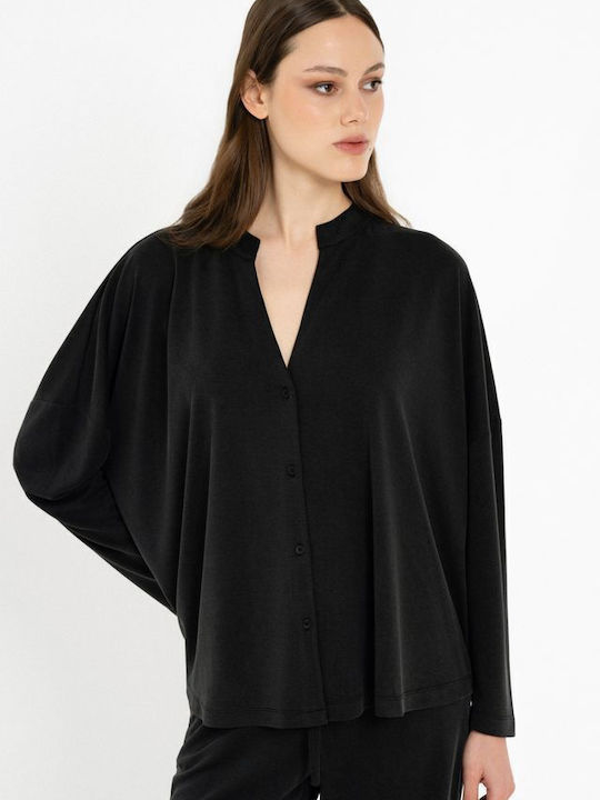 Langärmeliges Damen-Piqué-Hemd Taupe