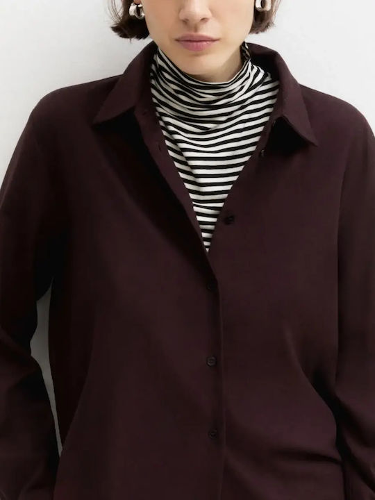 Long Sleeve Women's Shirt Burgundy