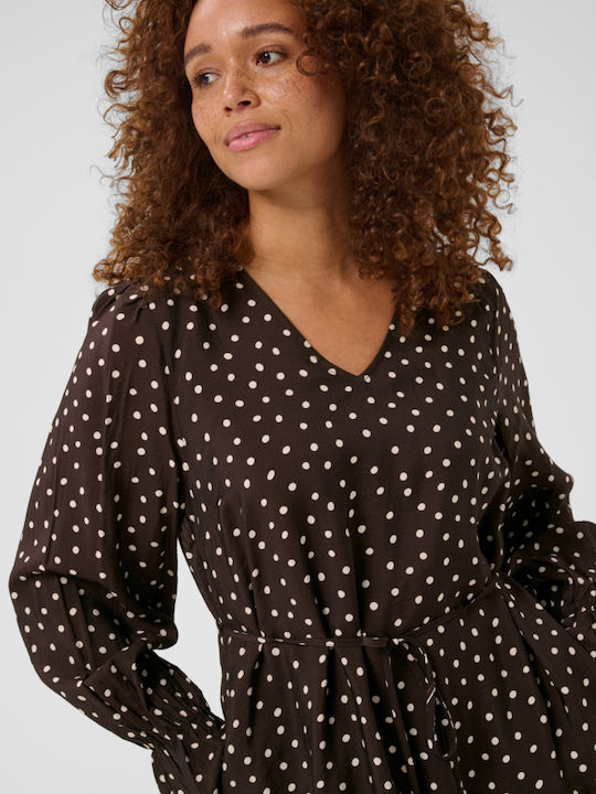 Sommer Hemdkleid Braun Polka Dot