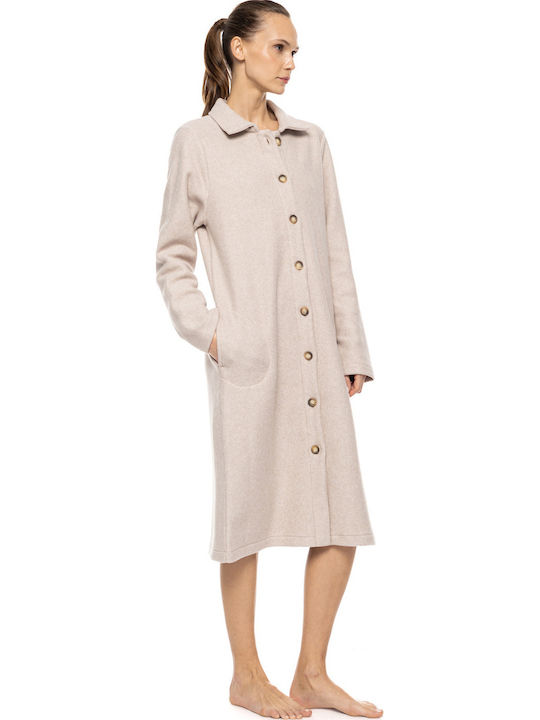 Pink Label Winter Women's Fleece Robe Sand Pink Label Winter Women's Fleece Robe Sand