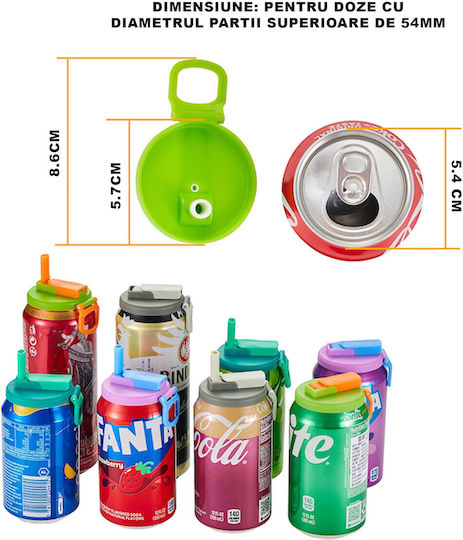 Capac Antipicurare Pentru Doze Flippy Pai Transparent Model Reutilizabil Mâner De Transport Din Plastic 5,4 Cm Gri