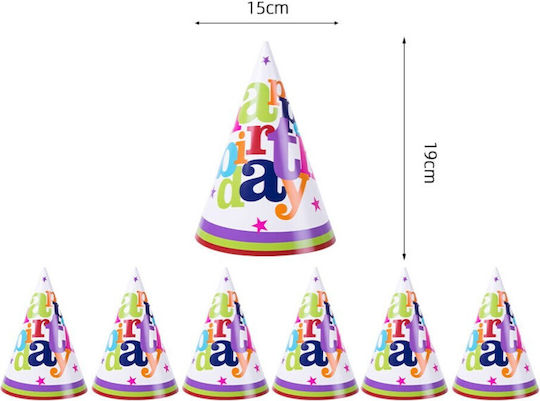 Set 6 Pălării De Petrecere La Mulți Ani Flippy Temă De Sărbătoare De Ziua De Naștere 19x15 Cm Multicolor